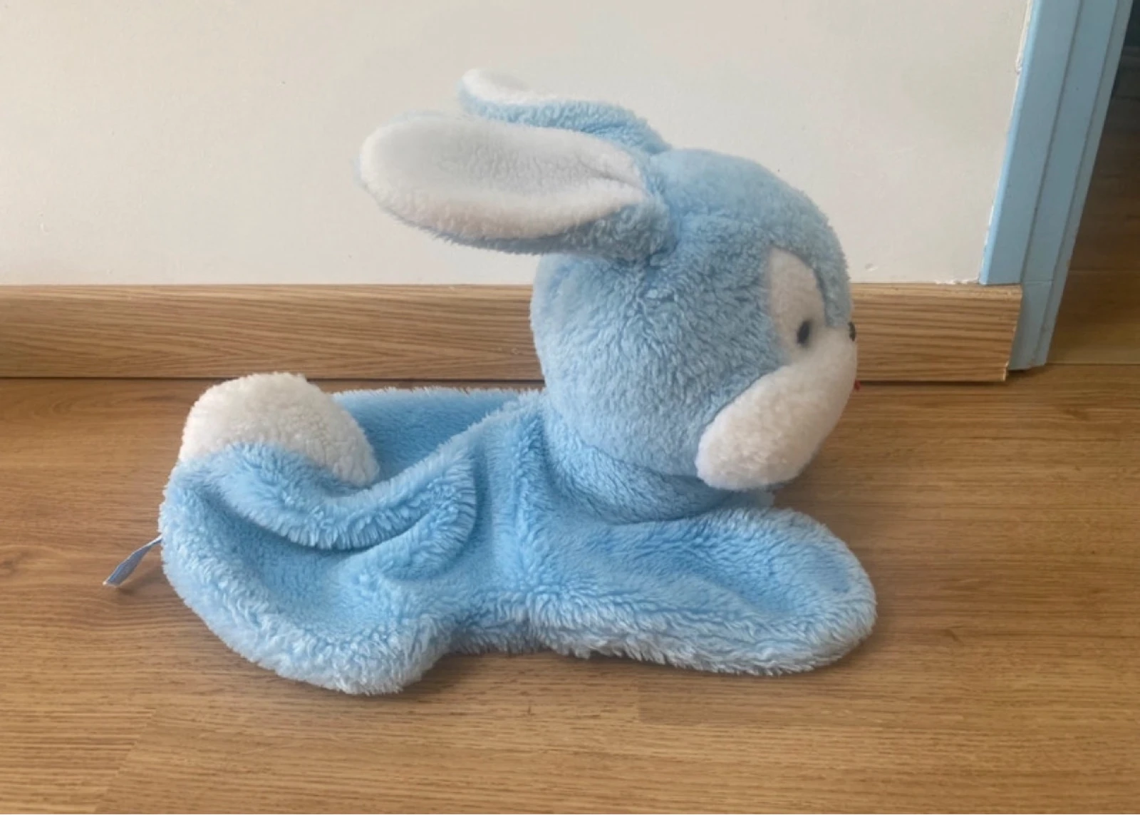 Urso de pelúcia coelho pijama vintage listrado azul e branco – photo 2